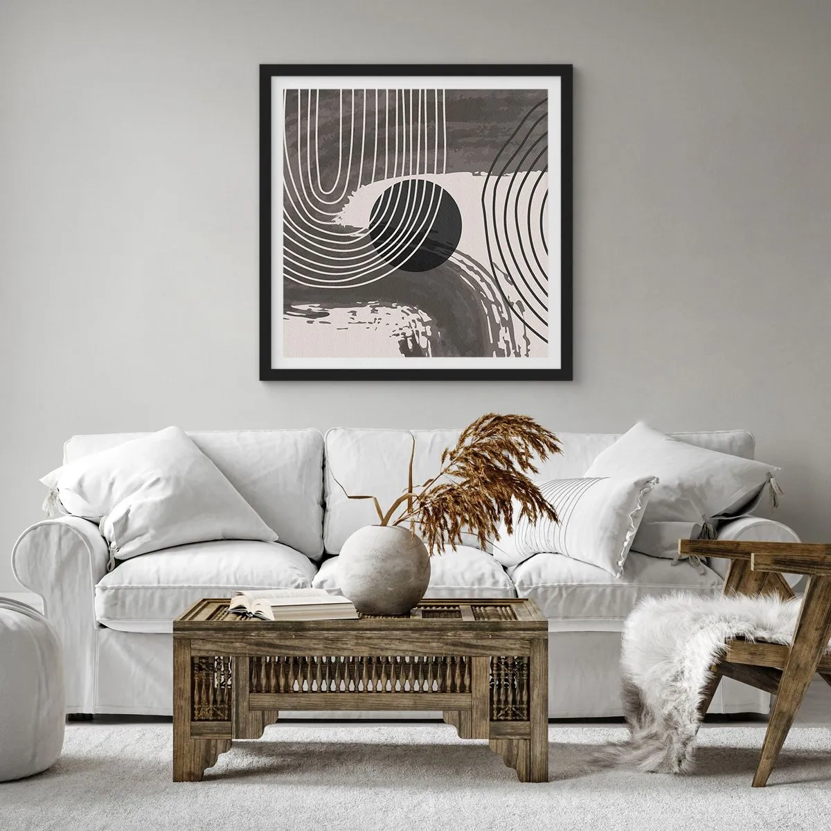 Poster în ramă neagră - Ovalul câștigă - 40x40 cm