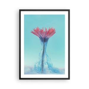 Poster în ramă neagră - O floare înconjurată de pâraie colorate pe un fundal pastel - 50x70cm - Într-o unduire revigorantă - Decorațiune modernă pentru perete pentru living și dormitor ARTTOR