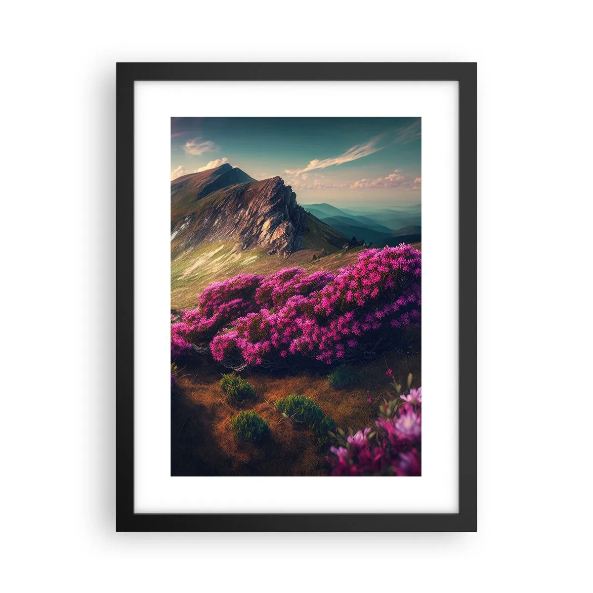 Poster în ramă neagră - Vara la munte - 30x40 cm