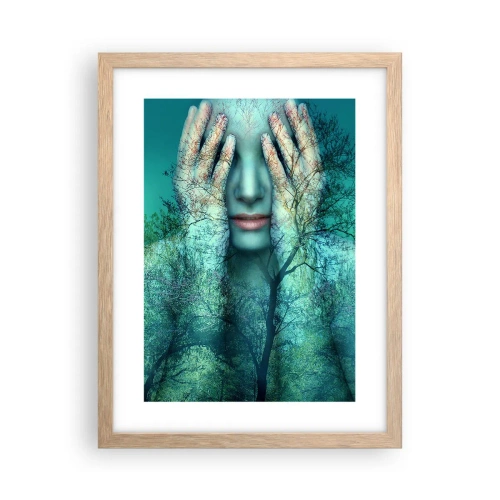 Poster în ramă de stejar deschis - Scufundată în albastru - 30x40 cm