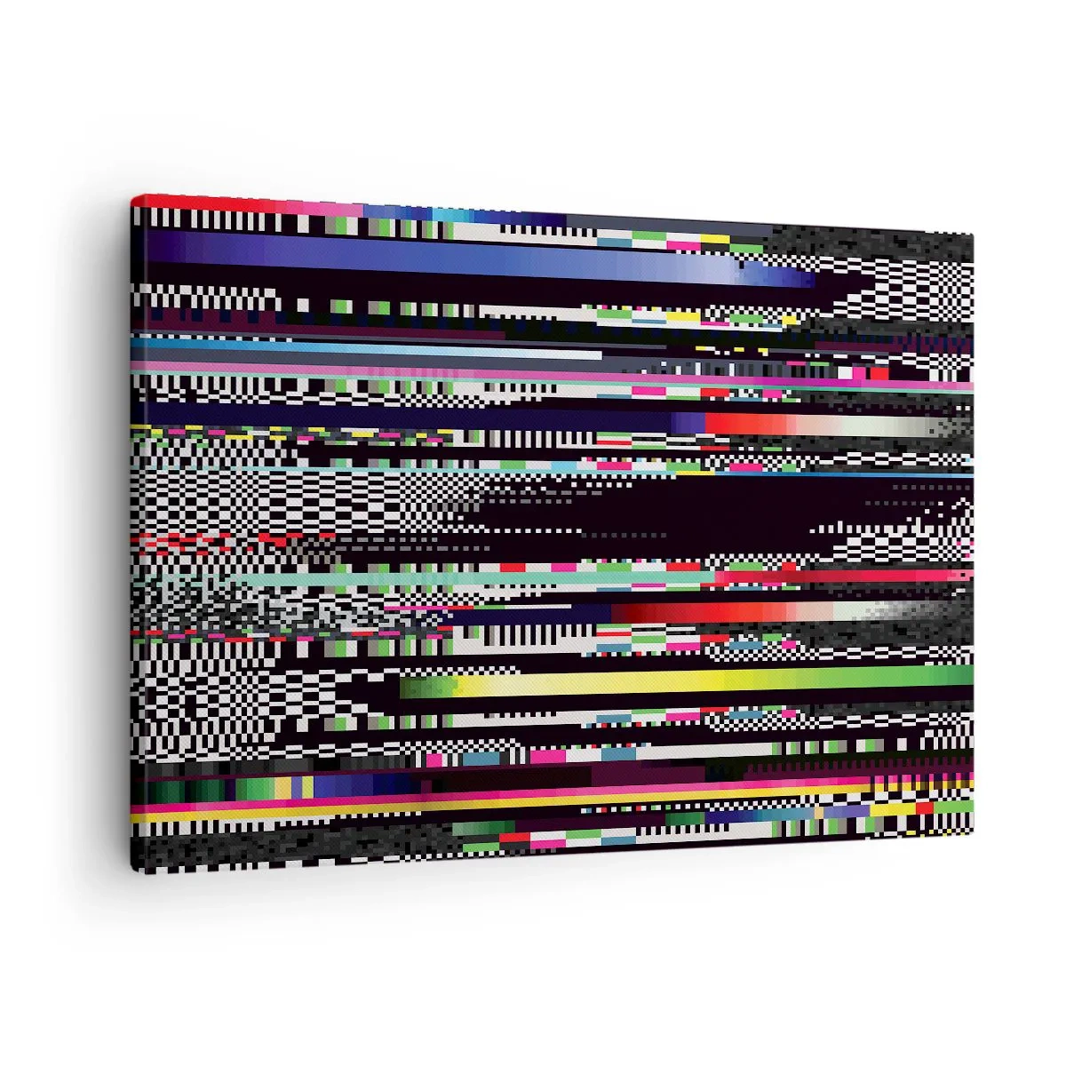 Tablou pe pânză Canvas - Linii și pixeli colorati într-un stil abstract - 70x50cm - Imaginea controlată a realității - Decorațiune modernă pentru perete pentru living și dormitor ARTTOR