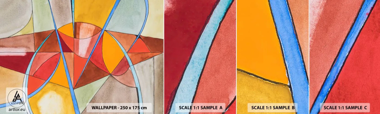 Mostră tapet autocolant Deluxe Sticker - Carusel, carusel de vise - Abstracția, Bucată, Model modern - 100x30 cm