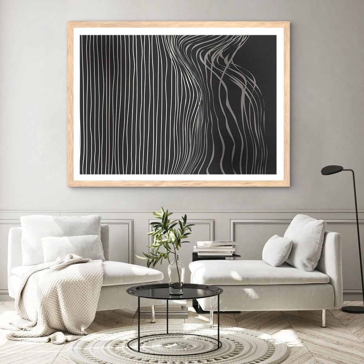 Poster în ramă de stejar deschis - Ritm și accent - 100x70 cm