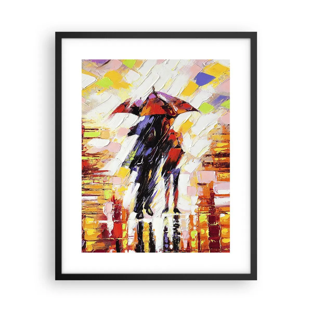 Poster în ramă neagră - Împreună prin noapte și ploaie - 40x50 cm