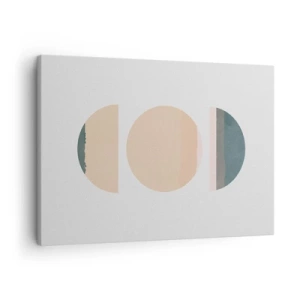 Tablou pe pânză Canvas - Forme geometrice abstracte în culori pastelate - 70x50cm - Roată cu roată - Decorațiune modernă pentru perete pentru living și dormitor ARTTOR