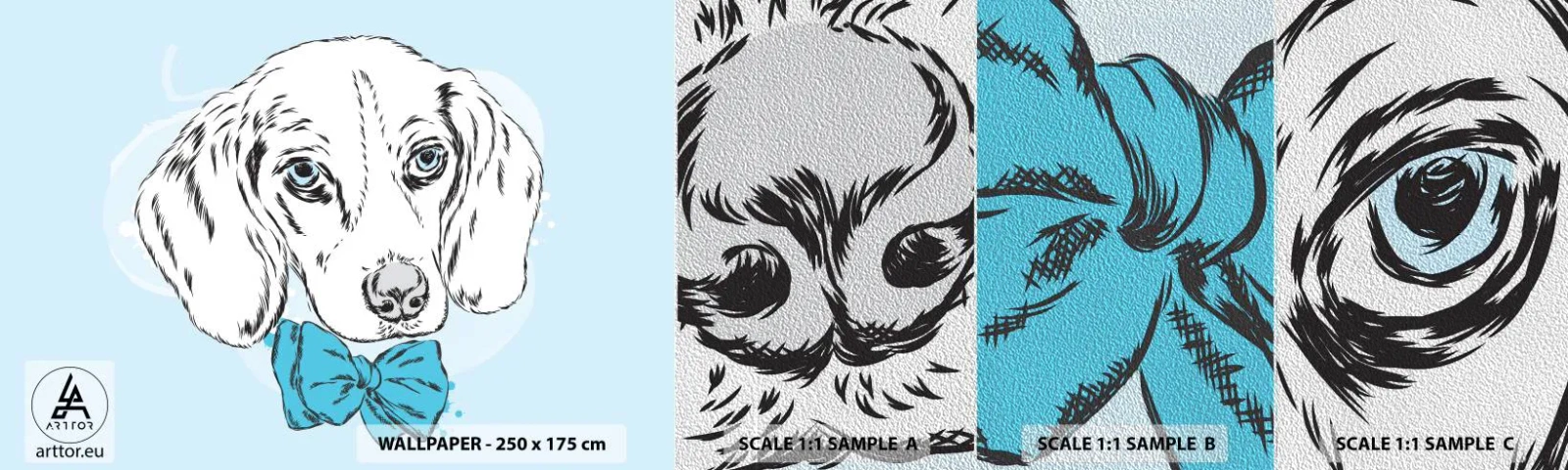 Mostră tapet Premium Sand - Eleganța câinelui - Abstracția, Câine, Pentru copii - 100x30 cm