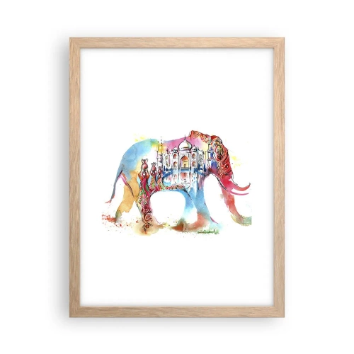 Poster în ramă de stejar deschis - India - aura iubirii - 30x40 cm