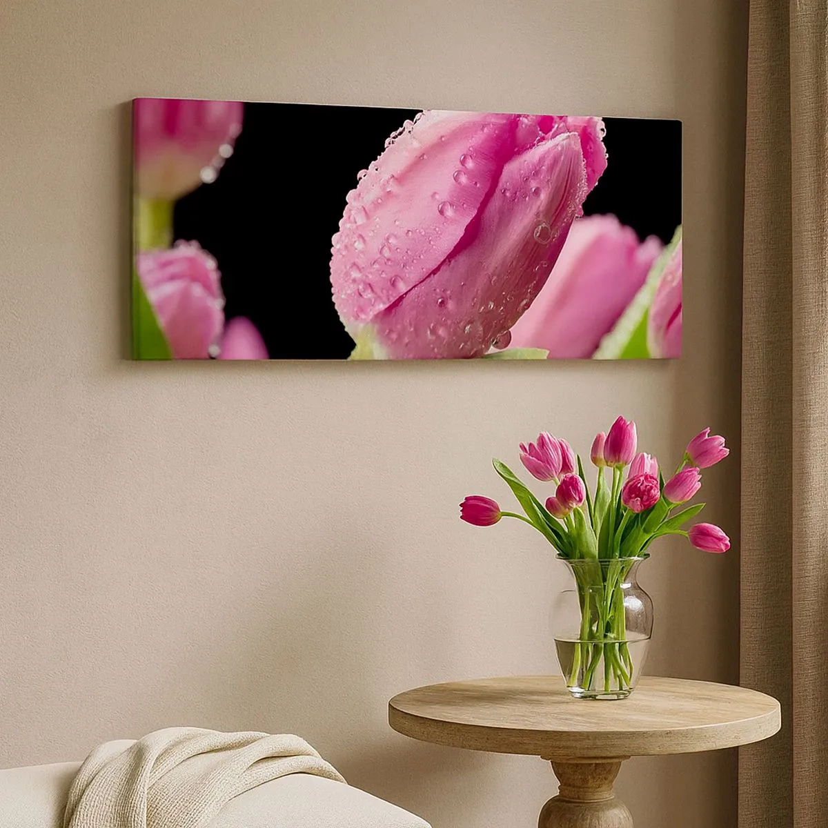 Tablou pe pânză - Un vis de liliac în rouă - 100x40 cm