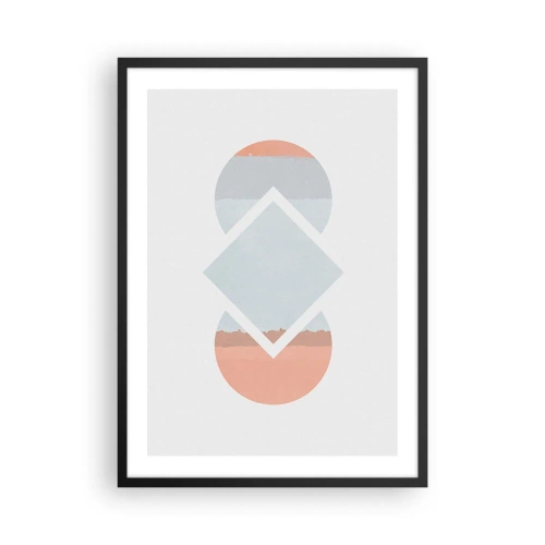 Poster în ramă neagră - O compoziție abstractă de forme geometrice și culori pastelate. - 50x70cm - Situația este clară - Decorațiune modernă pentru perete pentru living și dormitor ARTTOR