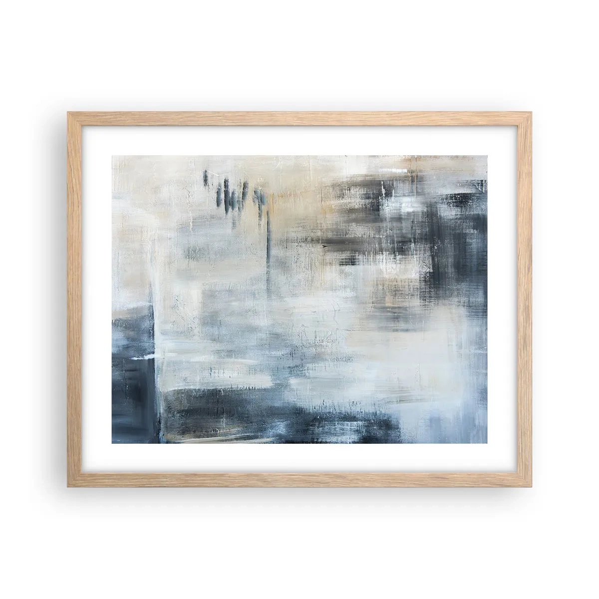 Poster în ramă de stejar deschis - În spatele unui voal albastru - 50x40 cm