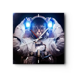 Ceas de perete - Ceas pe sticlă - Houston, aveți o problemă - 40x40 cm