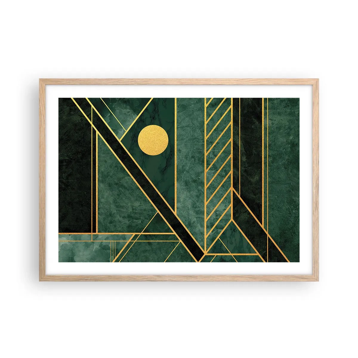 Poster în ramă de stejar deschis - Dinamica aurului și a azurului - 70x50 cm