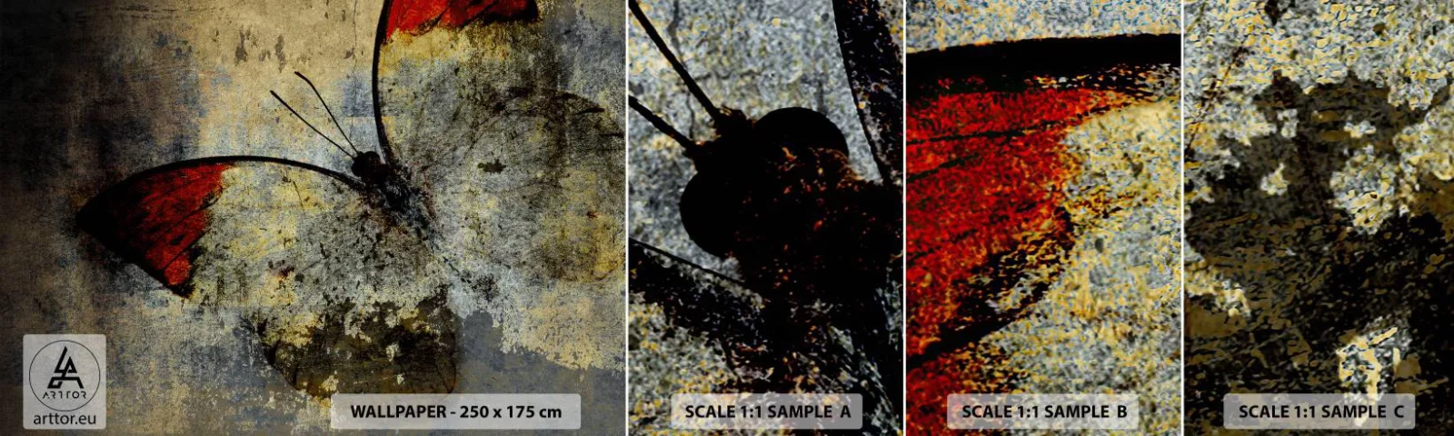 Mostră de Tapet Standard Eco - Privește înainte să dispar - Abstracția, Fluture, Bucată - 100x30 cm