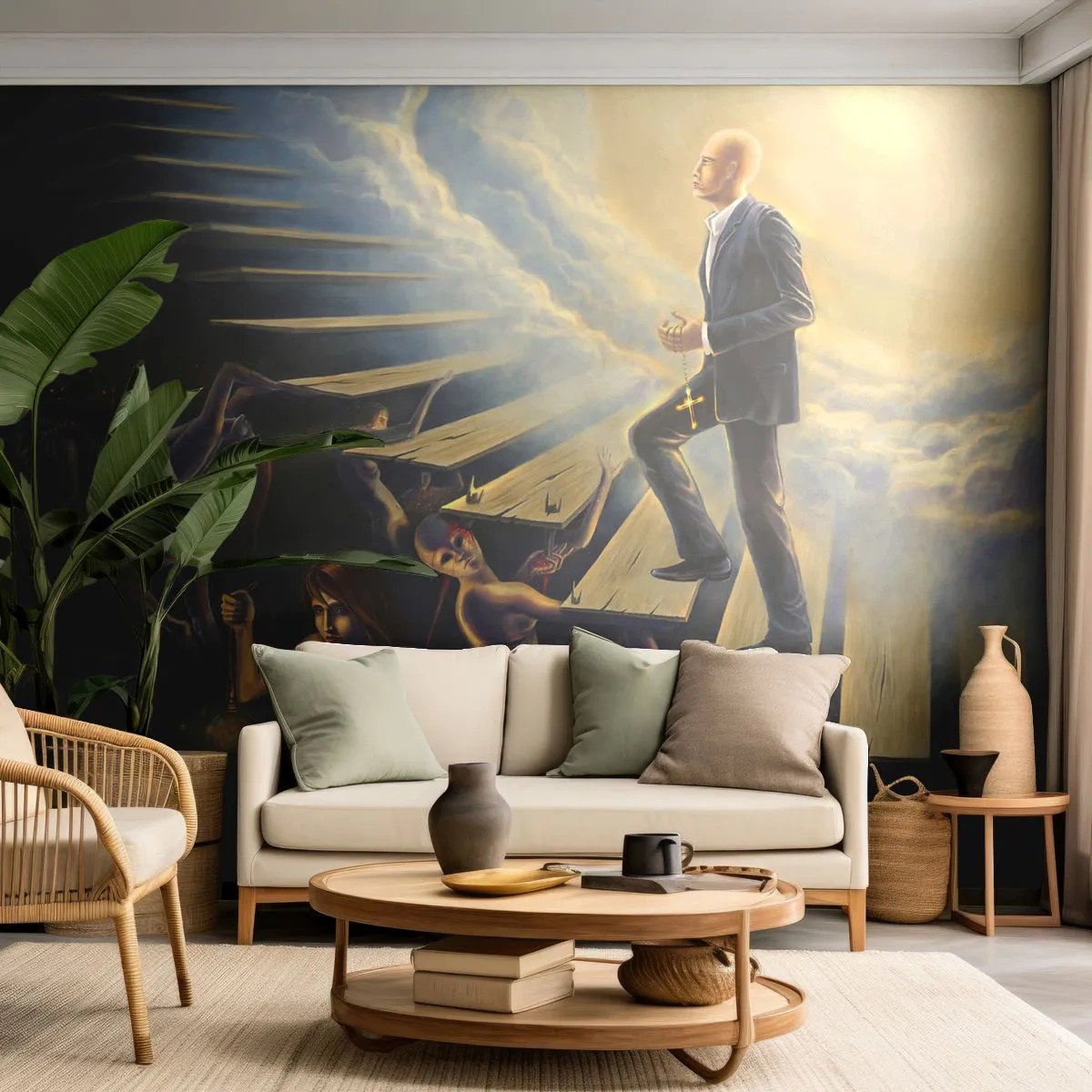 Tapet Premium Canvas - O călătorie dantescă spre lumină - Abstracția, Fantezie, oameni - 250x175 cm