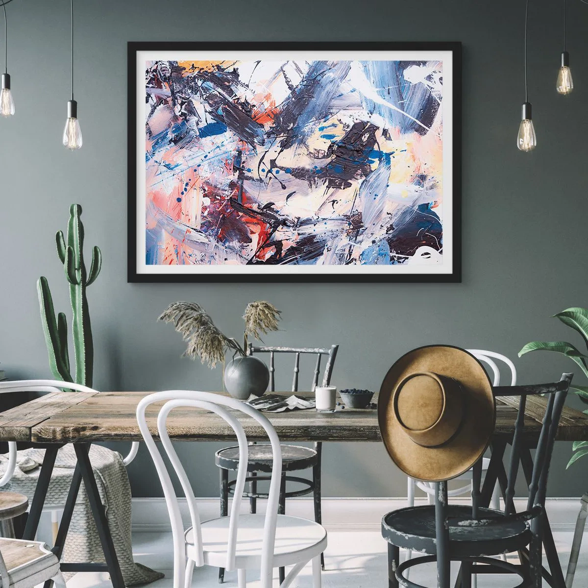 Poster în ramă neagră - Dansul nebun al abstracției - 91x61 cm