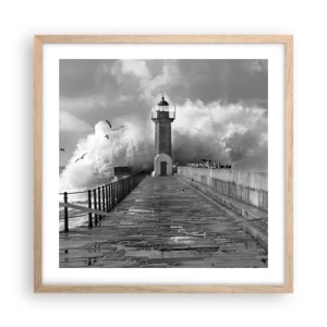 Poster în ramă de stejar deschis - Fără frică  - 50x50 cm