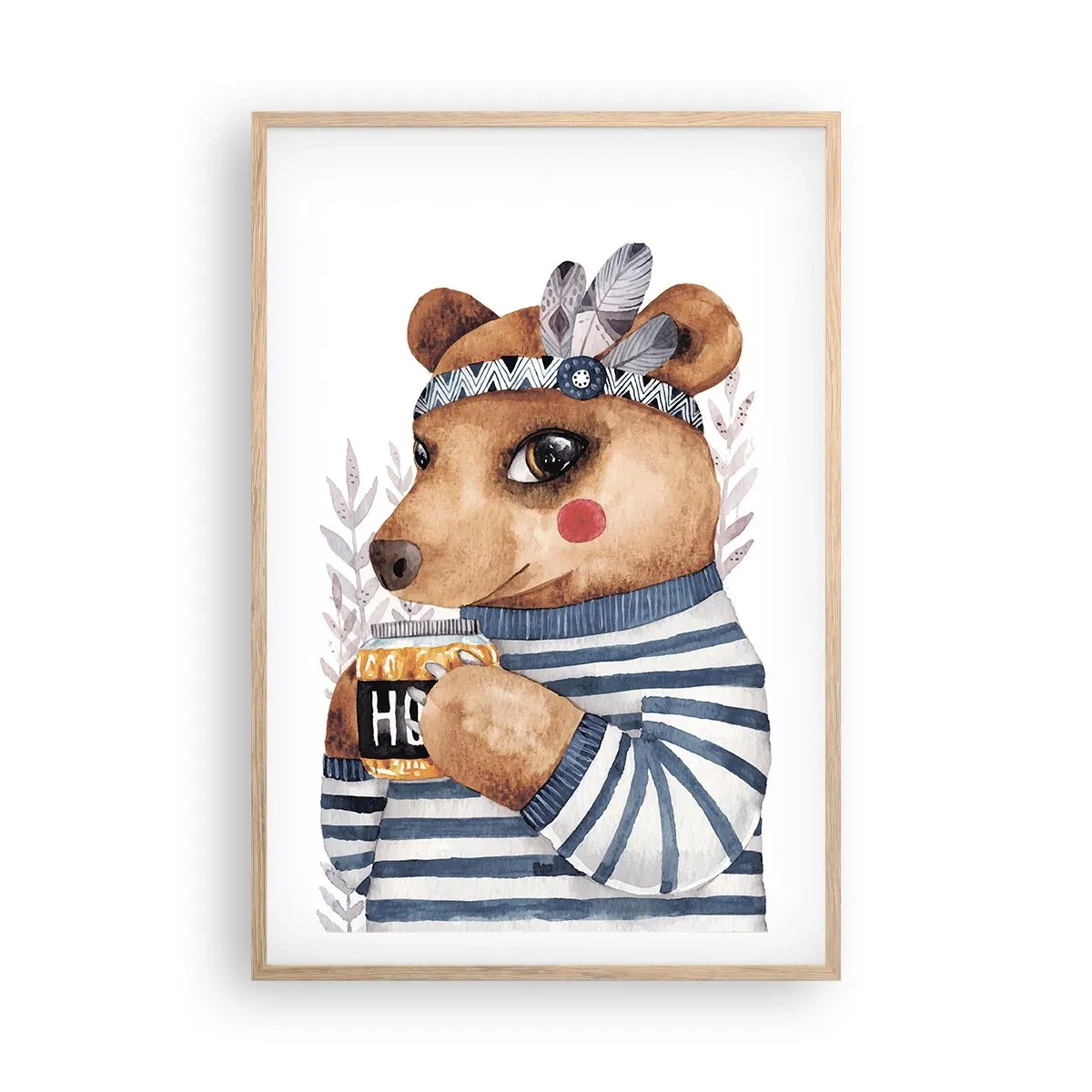 Poster în ramă de stejar deschis - Ursoaică dulce - 61x91 cm