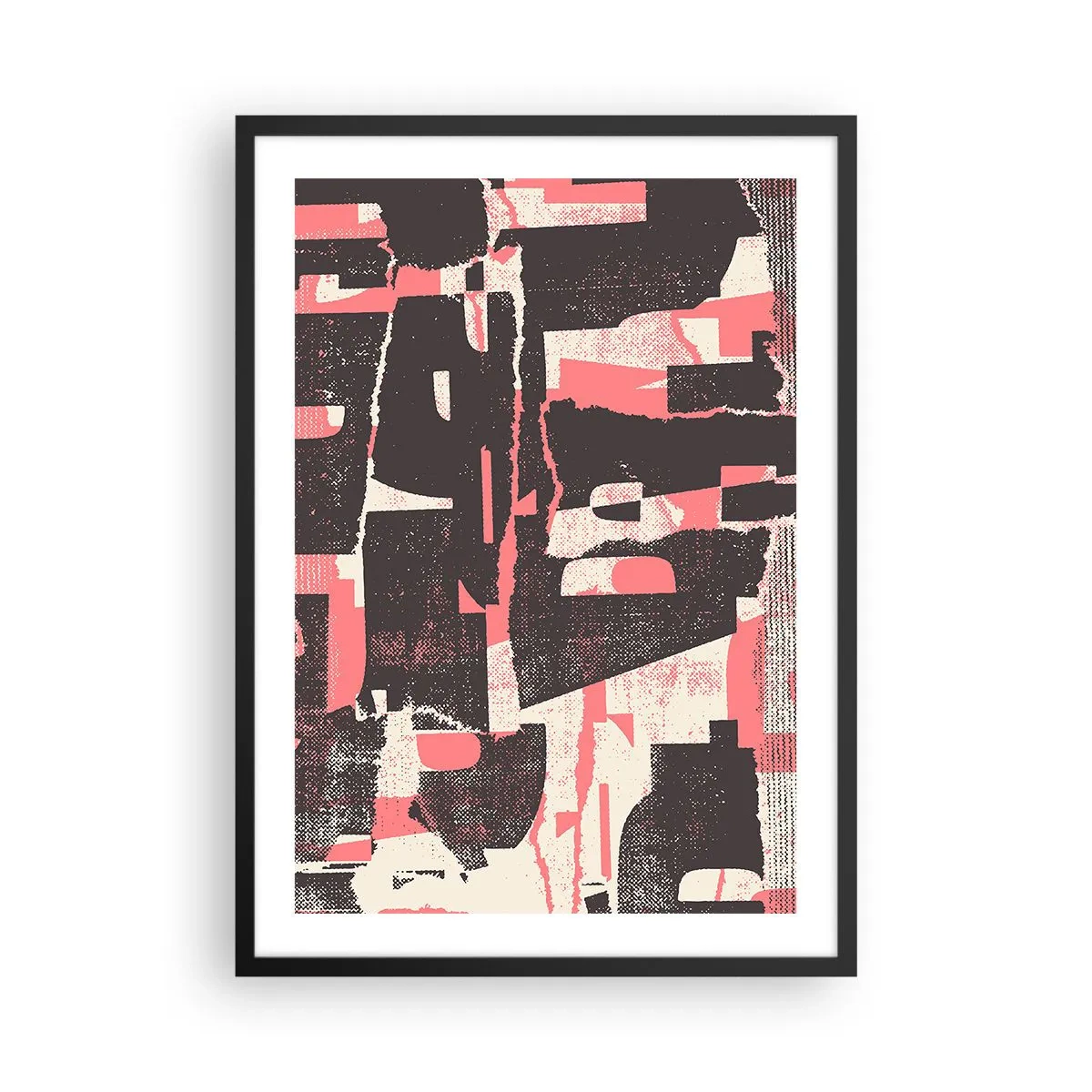 Poster în ramă neagră - Abstracție dinamică în nuanțe de roșu și negru - 50x70cm - Toată această agitație - Decorațiune modernă pentru perete pentru living și dormitor ARTTOR