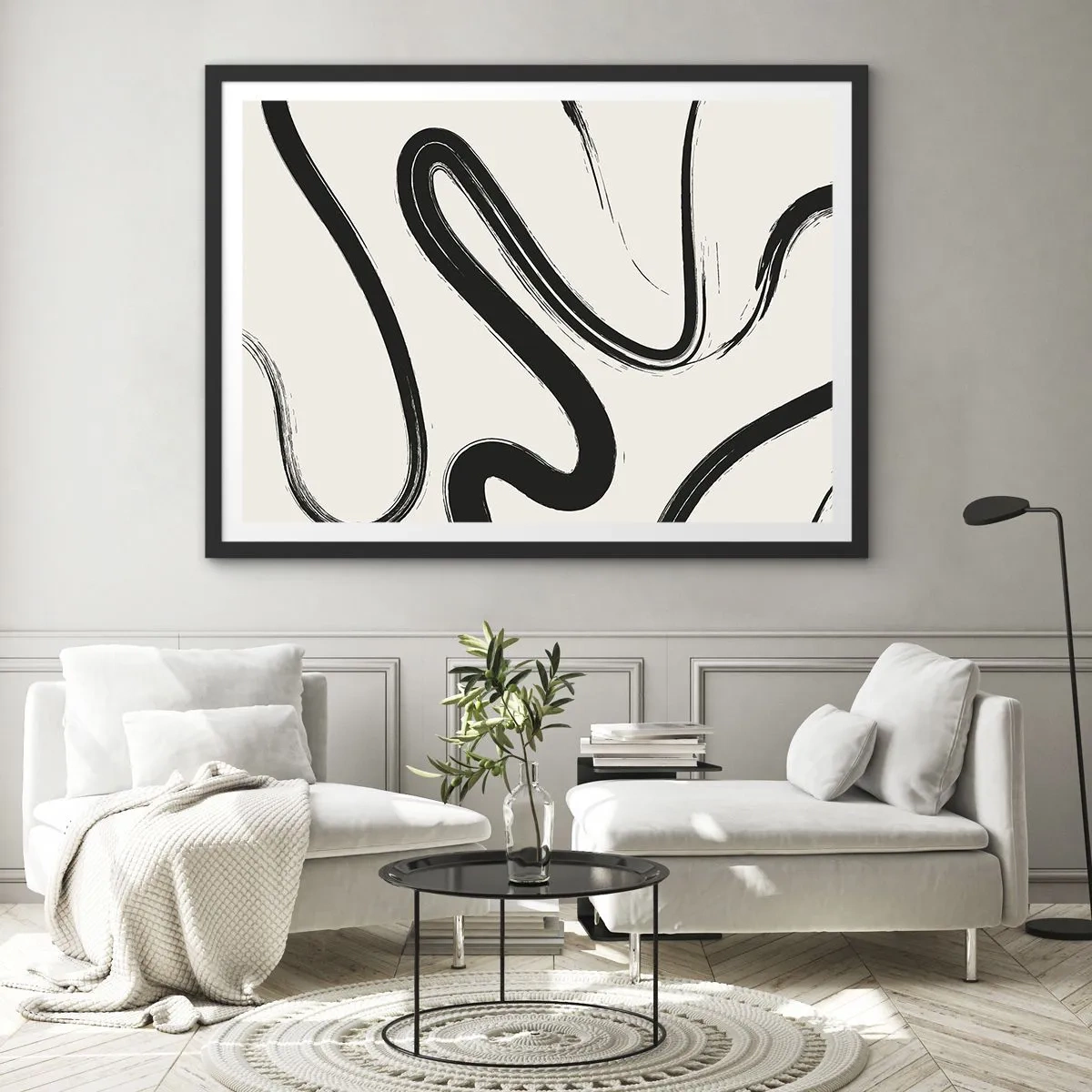 Poster în ramă neagră - Capriciu în alb și negru - 70x50 cm
