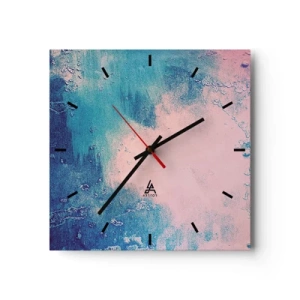 Ceas de perete - Ceas pe sticlă - Îmbrățișare albastră - 30x30 cm