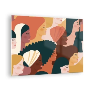 Tablou pe sticlă - Ilustrație elegantă a unor siluete feminine diverse - 70x50cm - Numai feminitate - Decorațiune modernă pentru perete pentru living și dormitor ARTTOR