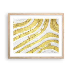 Poster în ramă de stejar deschis - Compoziția în alb și auriu - 50x40 cm