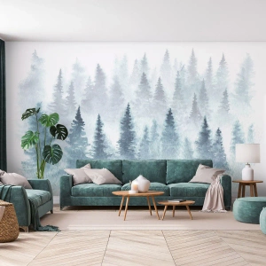 Tapet Standard Eco - Înfășurate în ceață - Peisaj, pădure, molid - 400x280 cm