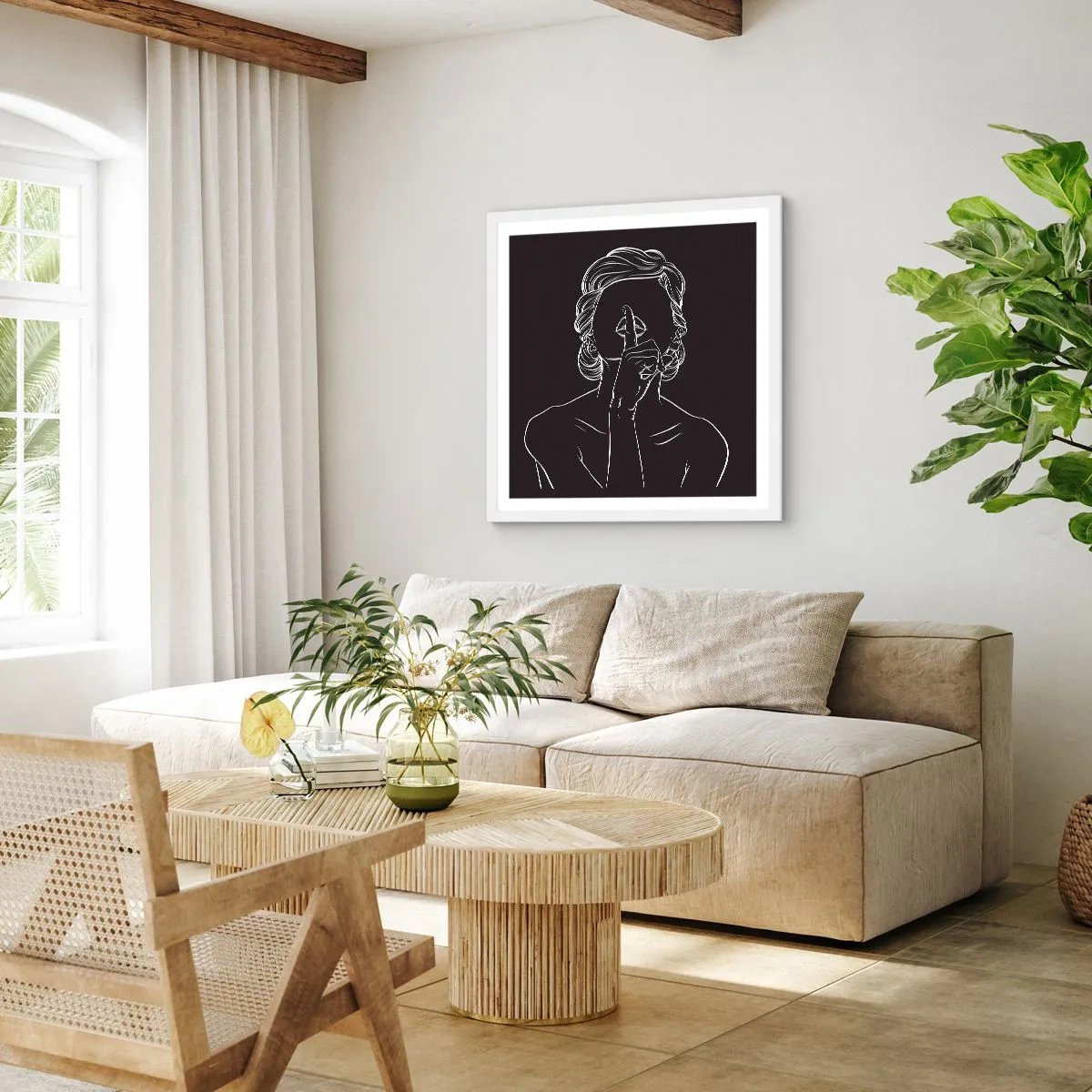 Poster în ramă albă - Frumusețea înflorește în tăcere - 60x60 cm