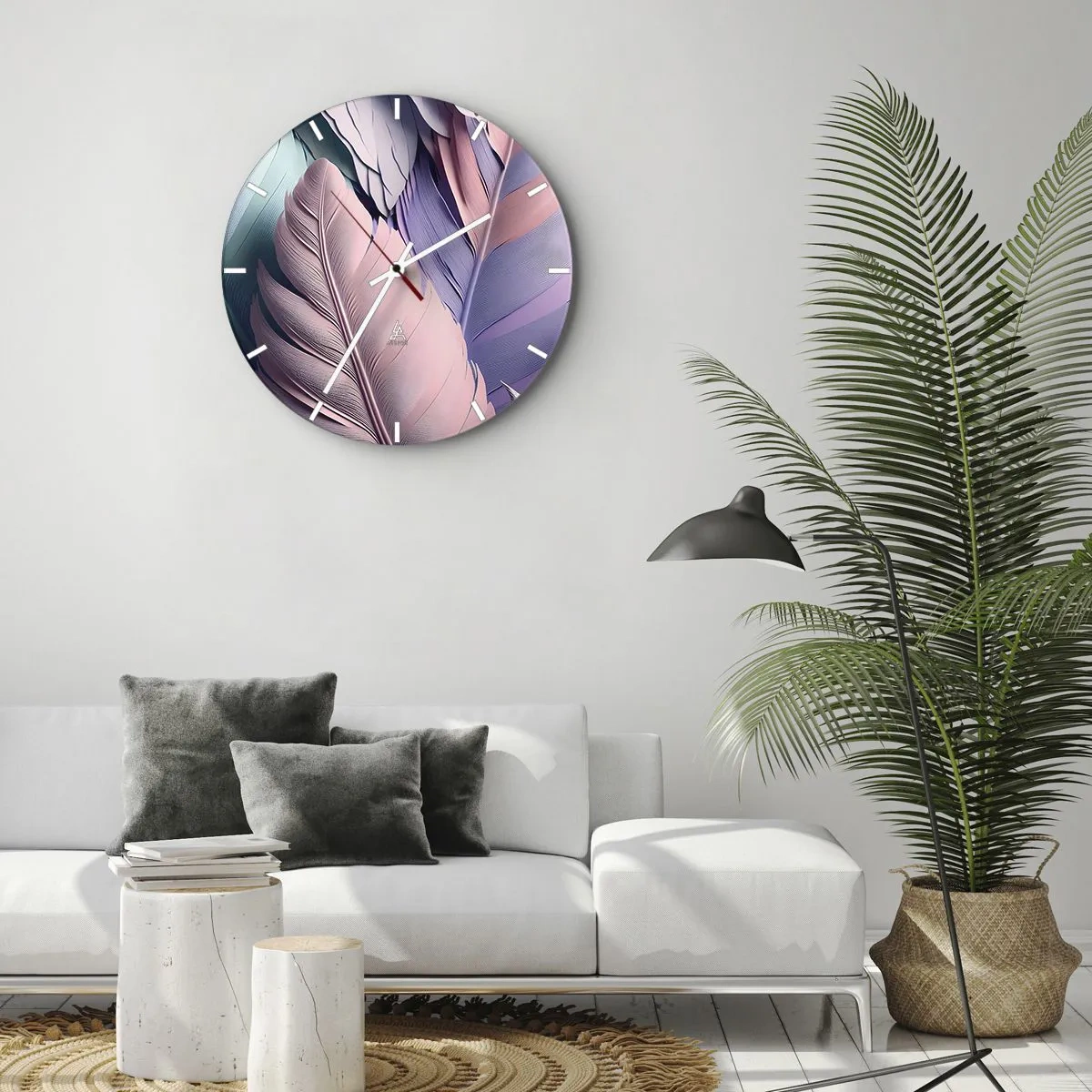 Ceas de perete - Ceas pe sticlă - Eleganța păsărilor - 40x40 cm