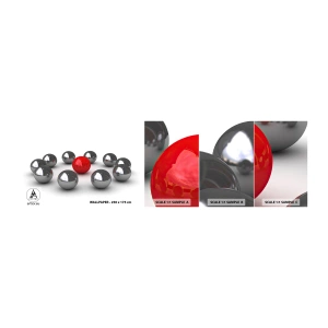 Mostră de Tapet Standard Eco - Cerc în argintiu și roșu - Abstracția, 3D, Bile rotunde - 100x30 cm