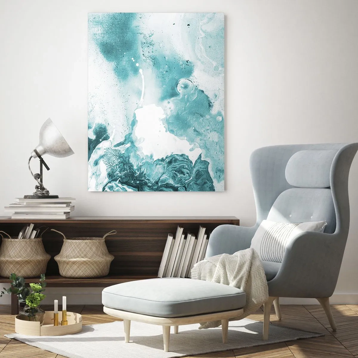 Tablou pe sticlă - Câmpii inundabile de albastru - 50x70 cm
