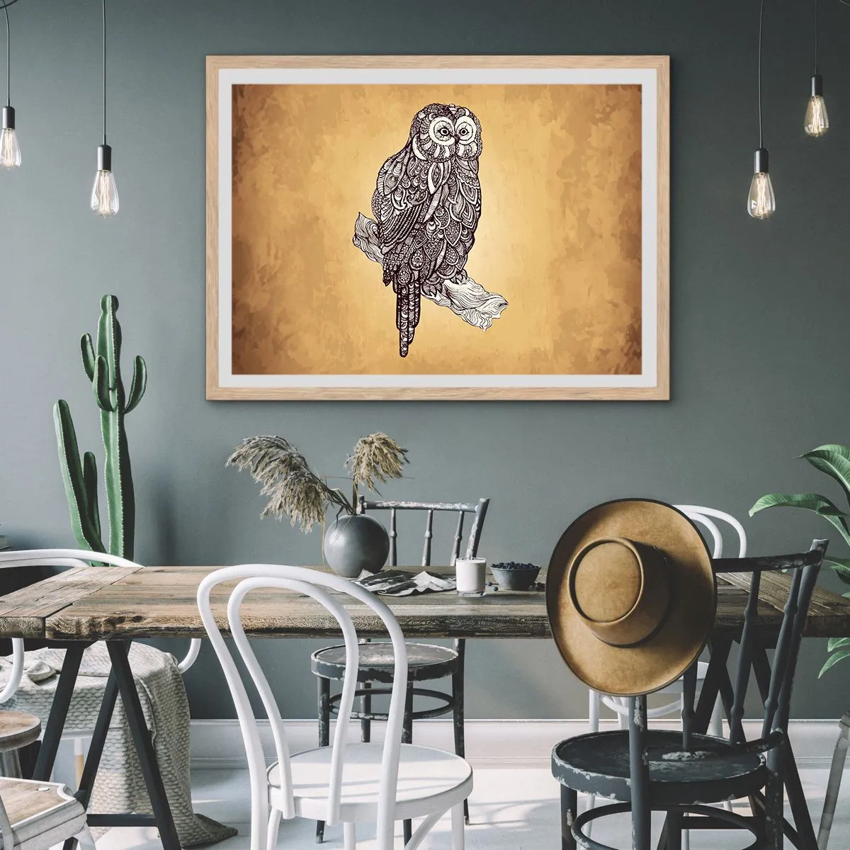 Poster în ramă de stejar deschis - Ornamente complicate de înțelepciune - 40x30 cm