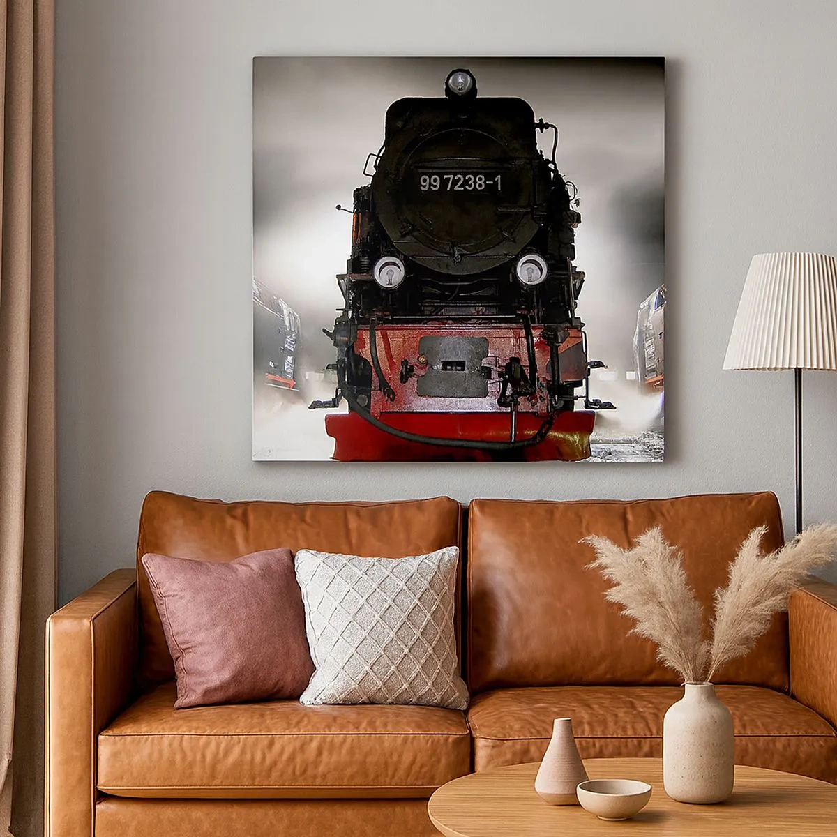 Tablou pe pânză - Stă și pufuie, geme și suflă... - 30x30 cm