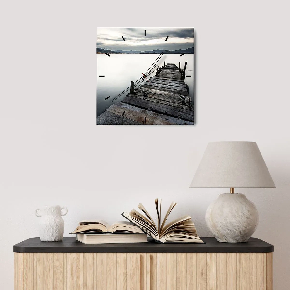 Ceas de perete - Ceas pe sticlă - Scufundă-te în pace - 30x30 cm