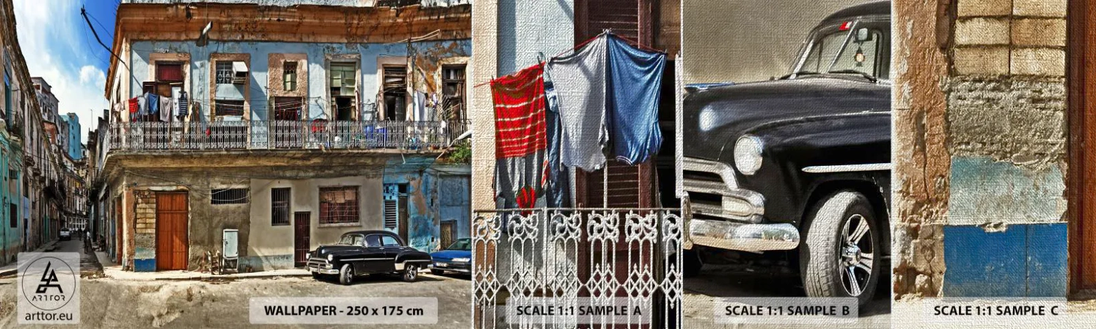 Mostră tapet Premium Canvas - Sentimente cubaneze - Oraș, Havana, Arhitectură - 100x30 cm