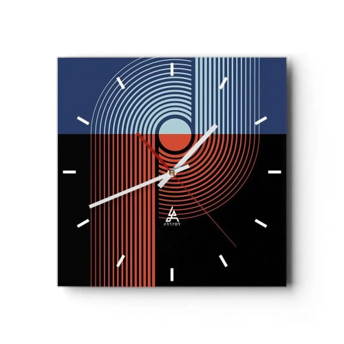 Ceas de perete - Ceas pe sticlă - Într-o îmbrăţişare geometrică - 30x30 cm