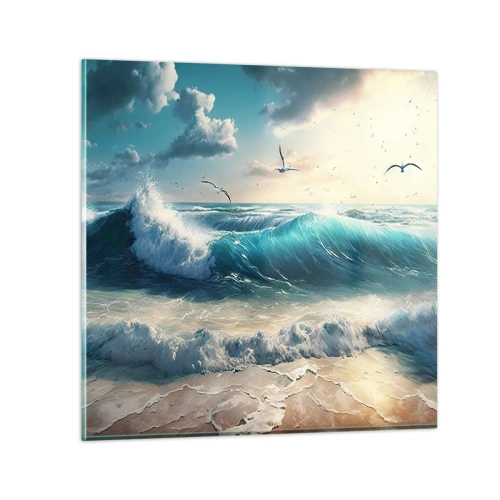 Tablou pe sticlă - Sunetul valurilor doar pentru tine - 70x70 cm