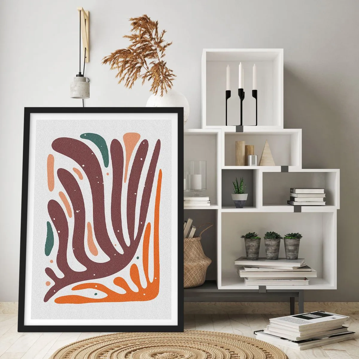Poster în ramă neagră - Compoziție organică radială - 61x91 cm