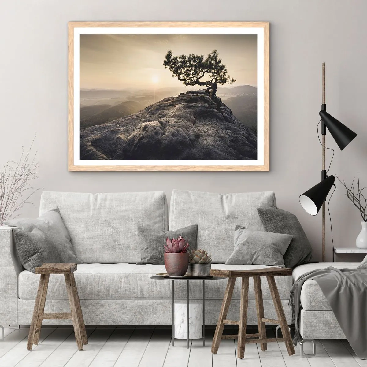 Poster în ramă de stejar deschis - Viața învinge întotdeauna - 70x50 cm