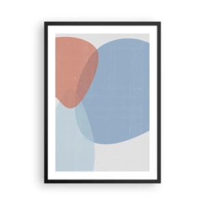 Poster în ramă neagră - Forme abstracte în nuanțe de albastru și bej - 50x70cm - Relații pastelate - Decorațiune modernă pentru perete pentru living și dormitor ARTTOR