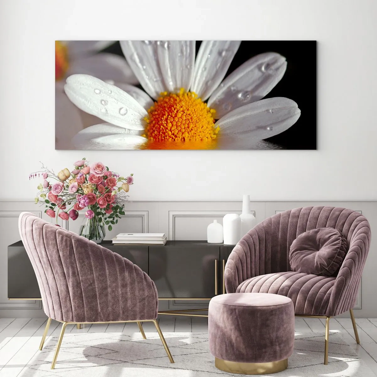 Tablou pe sticlă - Răsăritul soarelui al Margaretei - 90x30 cm
