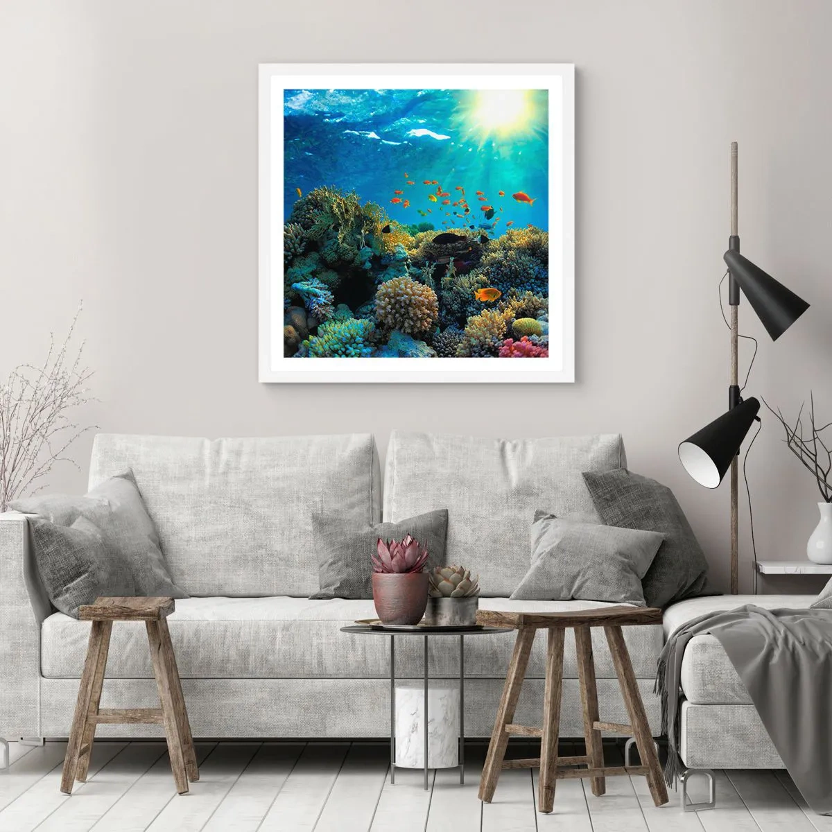 Poster în ramă albă - Comori subacvatice - 40x40 cm