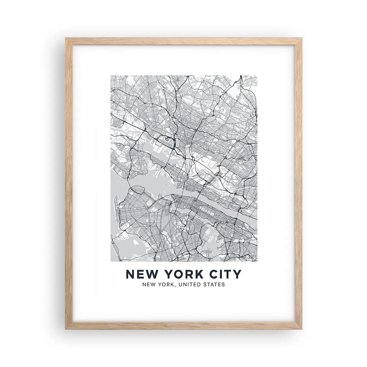 Poster în ramă de stejar deschis - Anatomia unei metropole - 40x50 cm