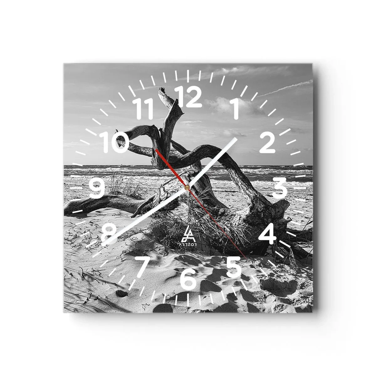 Ceas de perete - Ceas pe sticlă - Sculptură marină - 40x40 cm
