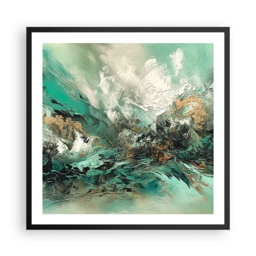 Poster în ramă neagră - Fierbere negru-smarald - 60x60 cm