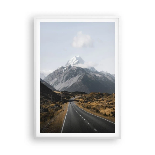 Poster în ramă albă - Drumul spre inima munților - 70x100 cm