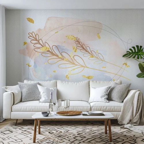 Tapet Premium Canvas - Suflul de aur - Luminos, Minimalist, Modern - 100x70 cm