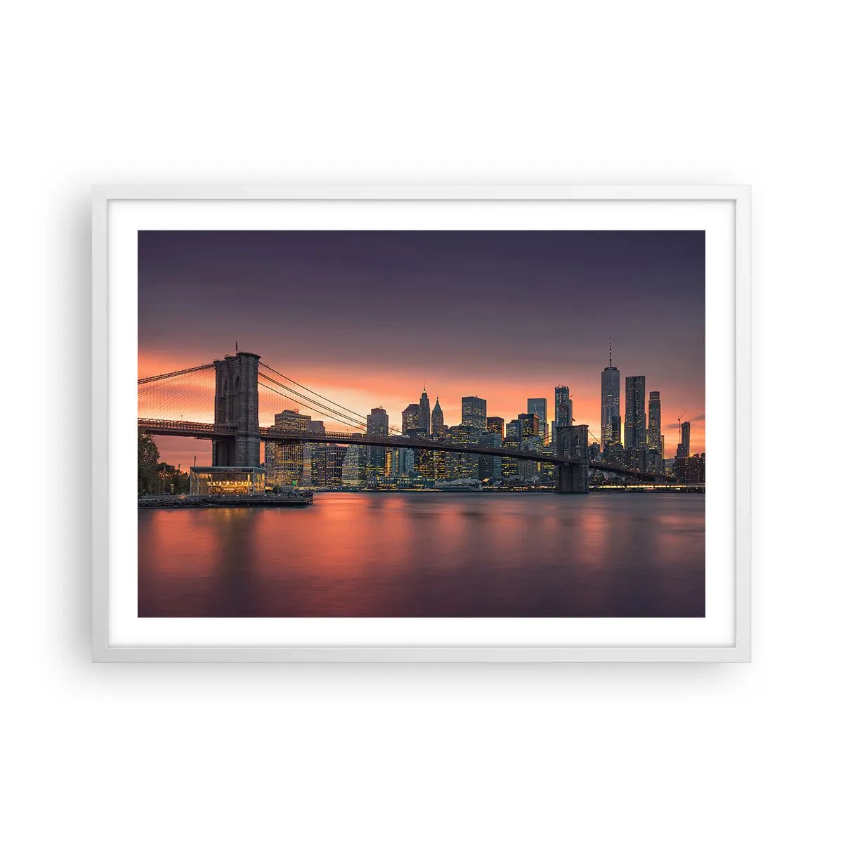 Poster în ramă albă - Scufundate în tăcerea liliachie - 70x50 cm