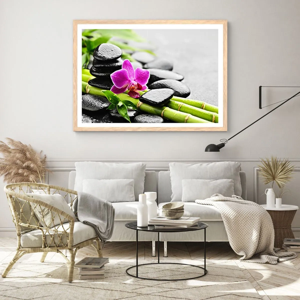 Poster în ramă de stejar deschis - Într-un echilibru pașnic - 100x70 cm