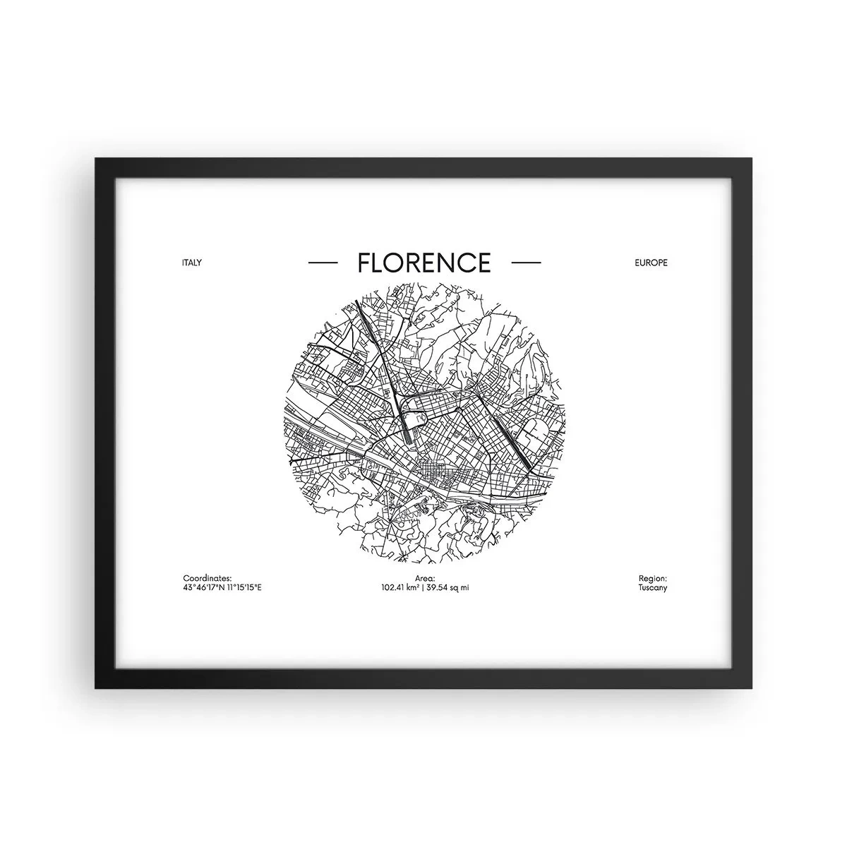 Poster în ramă neagră - Anatomia Florenței - 50x40 cm